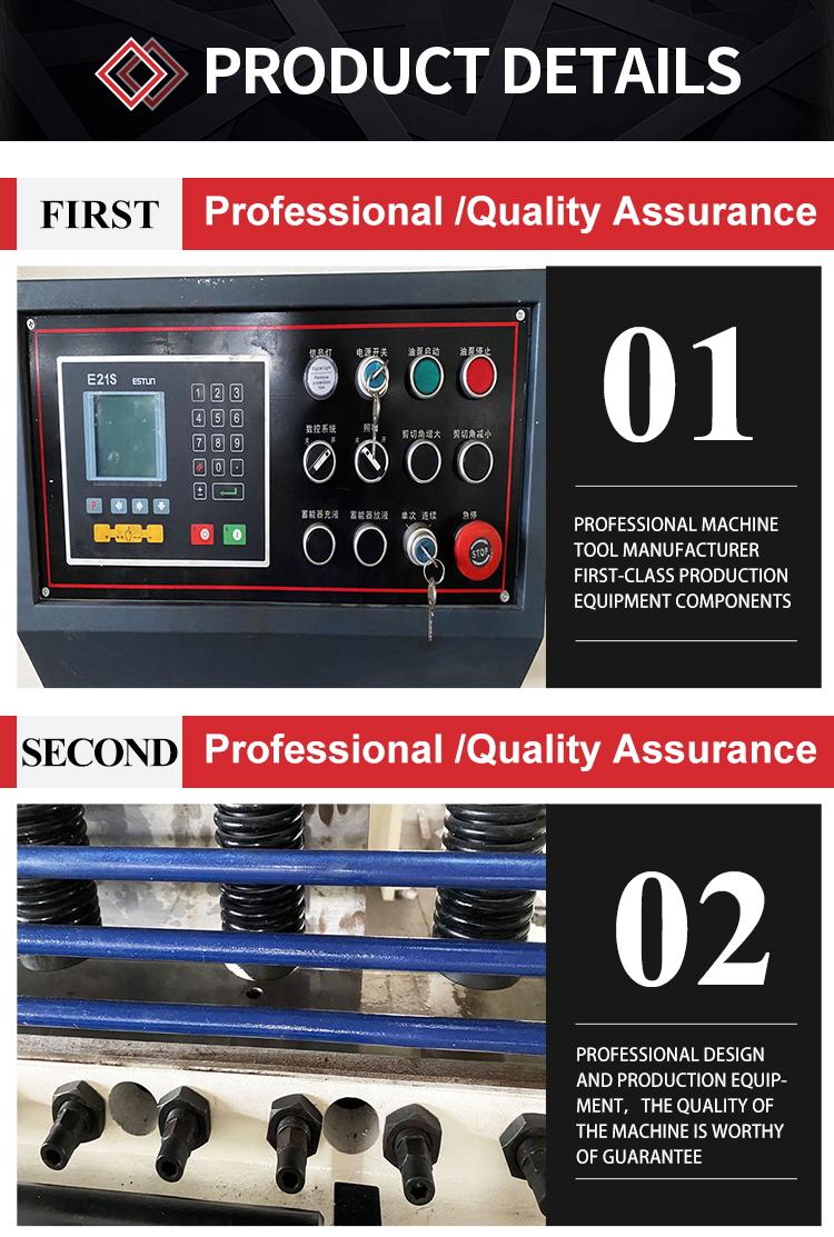 E21 8 * 2500 hidraulikus CNC guillotine nyírógép acéllemez lemez fém vágás