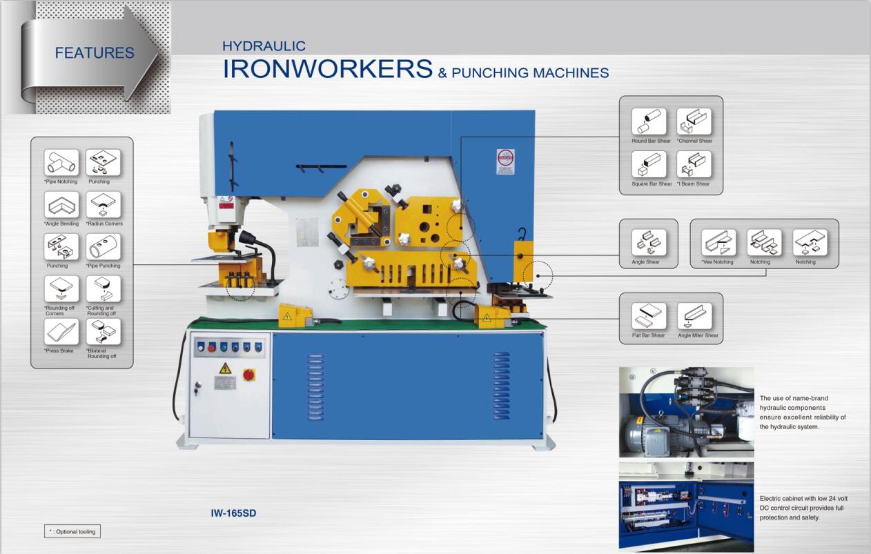 Metal Hydraulic IronWorker Machine Punching And Shearing Machine Fém hidraulikus IronWorker lyukasztó- és nyírógép